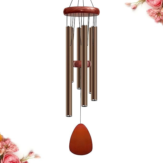28" Wind Chime for Mothers Day, Decorative Wind Chimes for Outside, Memorial Windchimes Remembrance Gift for Women Mom Grandma, Metal Wind Chimes Outdoor Decor for Garden Patio Zen(Coffee)