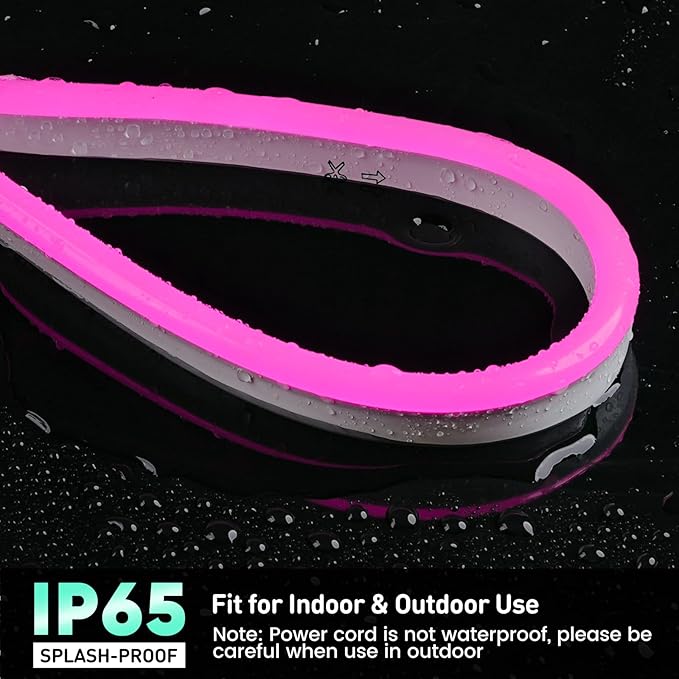 GZBtech Flexible LED Neon Rope Lights 50FT,AC 110-120V Waterproof Strip Light, 120 LEDs/M Cuttable Connectable Neon Lighting for Indoor Outdoor Home Decor/Commercial Building Use-Pink 15M