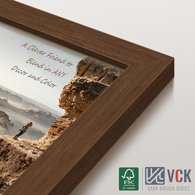 VCK 18x24 Brown Poster Frame 3 Pack, Wood Picture Frame with Exclusive Wood Grain, Wall Mounting Hanging
