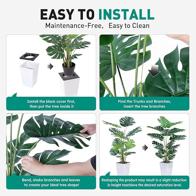 Artificial Monstera Plant 5ft, Realistic Fake Plants with Silk Leaves & Texture Trunk, Artificial Plants for Home Office Decor Indoor Outdoor Housewarming Gift