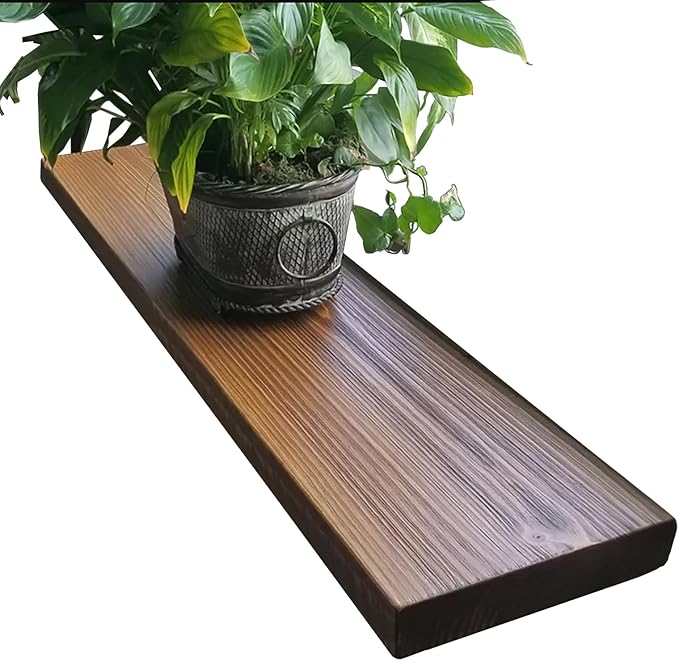 joelsantiques 48 Inch Wooden Floating Shelves for Wall - 48x8x2 in - Made of Natural Wood - Heavy Duty Rustic Wall Shelves for Bedroom - Perfect for Living Room, Kitchen - Medium Brown