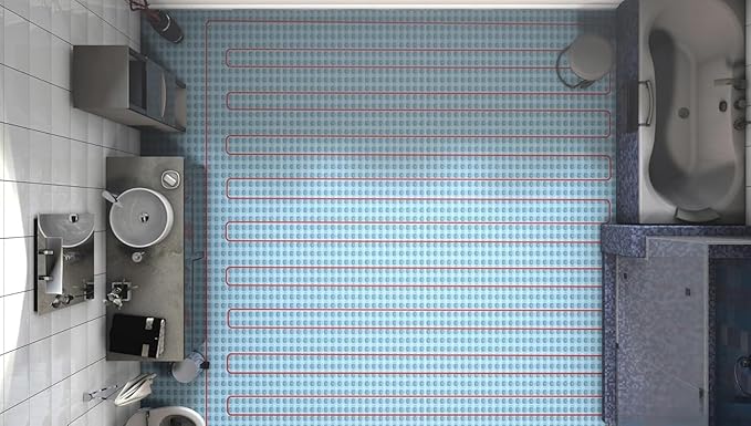 All-in-one Electric Radiant Floor Heating Kit 80 Sq Ft 120V with 2855201 Thermo Touch Touchscreen Programmable Thermostat, Heat Uncoupling Membrane, Underfloor Heat Cable, Safe Installation Tools