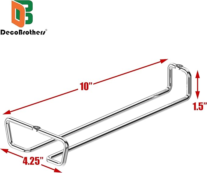 DecoBros 2PK Single Rail Wine Glass Stemware Rack Holder, Chrome