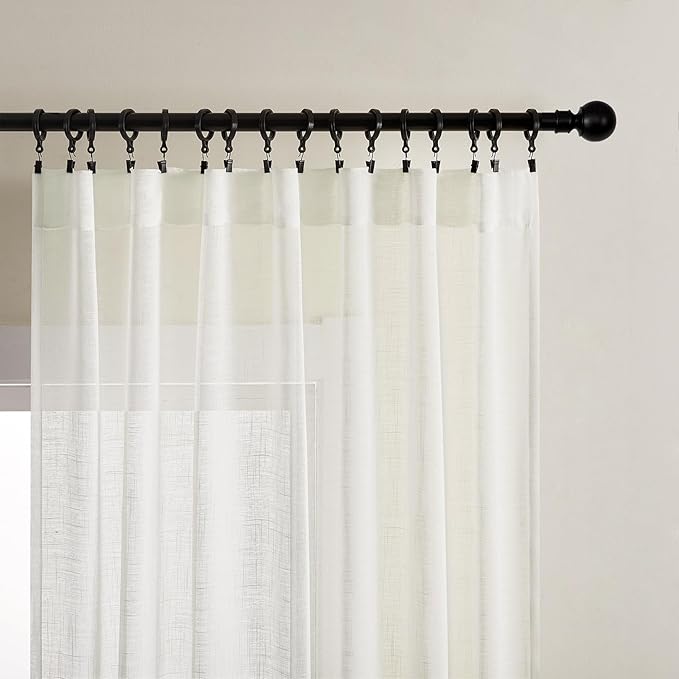 Joydeco Sheer Curtains 84 Inches Long, Cream Curtains for Living Room 2 Panels Set, Ivory Curtains Window Privacy Assured with Light Filtering(W52 x L84 Inch,Ivory)