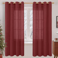 LAMIT Burgundy Red Linen Curtains 72 Inch for Living Room, Bronze Grommet Linen Textured Christmas Curtains Light Filtering Drapes for Bedroom/Dining Room, Set of 2, 52 x 72 Inch
