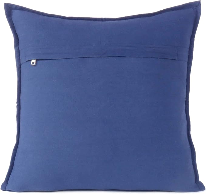 Eyes of India Embroidered Decorative Boho Throw Pillow Cover with Mirrors, Handmade Bohemian Accent Cushion Case for Sofa Couch Bedroom Living Room (Blue, 16" x 16")