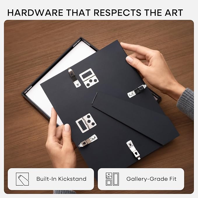 Homeforia 6x8 Picture Frame Black, High End Metal 6 x 8 Black Frames with Mat 5 x 7 for Art, 8x6 Desk Frame Matted to 5x7 inch Photo, 6 by 8 Wall or Tabletop Frames, Tempered Glass, Wall Kit, Set of 1