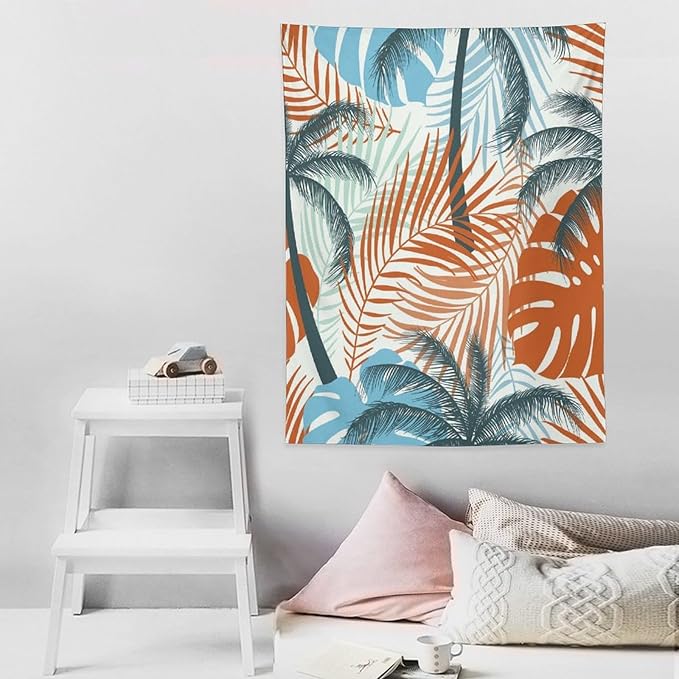 ICMOLYYENLO Palm Leaf Tapestry Wall Hanging, Tropical Leaves Plant Jungle Green Hawaiian Art Home Decor for Guest Bedroom Living Room Dormitory 30" x40
