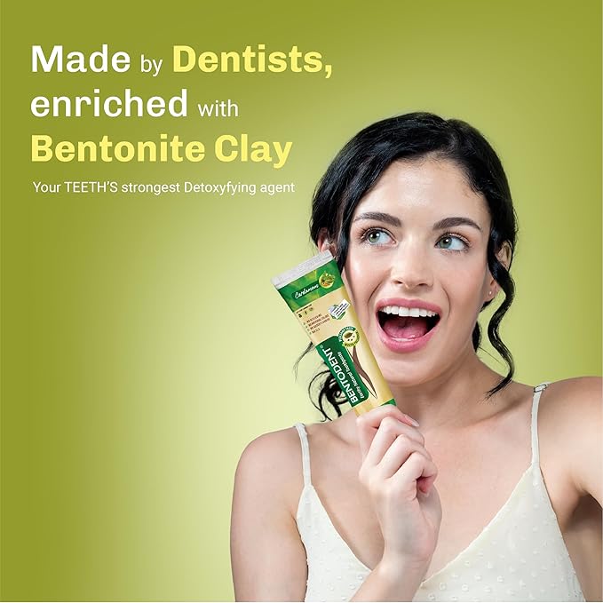 BENTODENT Fluoride Free Remineralizing Calcium Bentonite Clay Toothpaste - Cardamom Flavor Natural Toothpaste, Mint-Free, 3.52 oz - Mineral Tooth Paste Ideal for Sensitive Teeth & Whitening