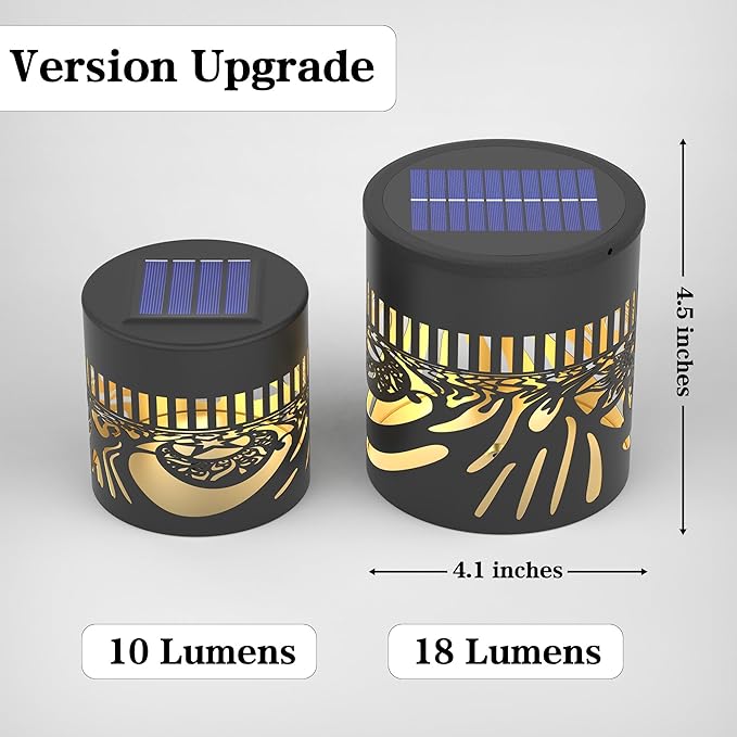 4 Pack Large Solar Fence Lights Metal Solar Powered Outdoor Wall Deck Step Lights Tree Theme Waterproof Fence Light for Garden Post Patio Backyard Yard Decor, Gardening Gifts for Women Mom Grandma