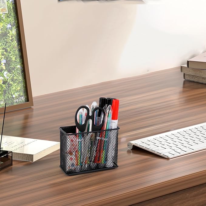 4.5'' × 2.2'' × 3.5'' Magnetic Basket for Whiteboard Black Magnetic Basket for Fridge Magnetic Organizer Holder with 4 Strong Magnets Magnetic Holder for Refrigerator Locker, Set of 2