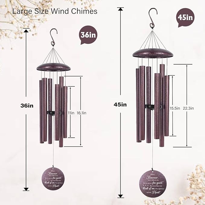 ASTARIN 36" Large Deep Tone Personalized Sympathy Wind Chimes, Memorial Wind Chime for Loss of Mother Father Loved One, Tree of Life Bereavement Gifts Decor Outdoor Patio Garden