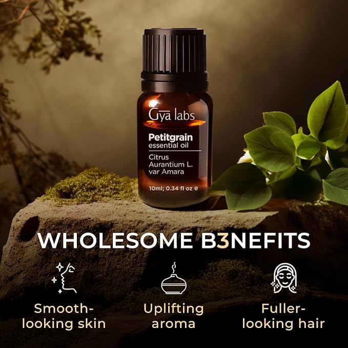 Gya Labs Petitgrain Essential Oil for Skin - 0.34 Fl Oz - 100% Pure Natural Petitgrain Oil for Diffuser, Hair, Aromatherapy, Massage & Candle Making Scent