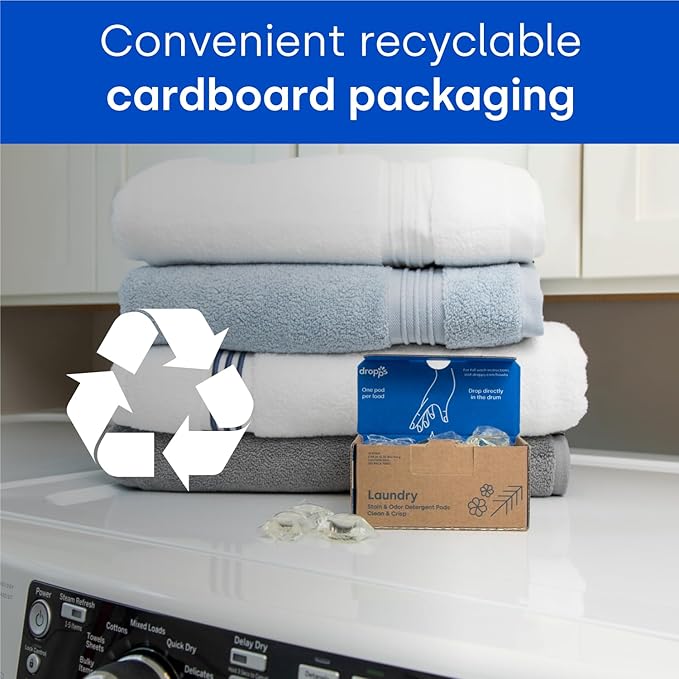 Dropps Odor & Stain Biobased Power Laundry Detergent Pods, Orange Blossom (140 Count) - HE Compatible Laundry Pods for Fresh Clothes - Laundry Soap Supplies & Recyclable Paperboard Packaging