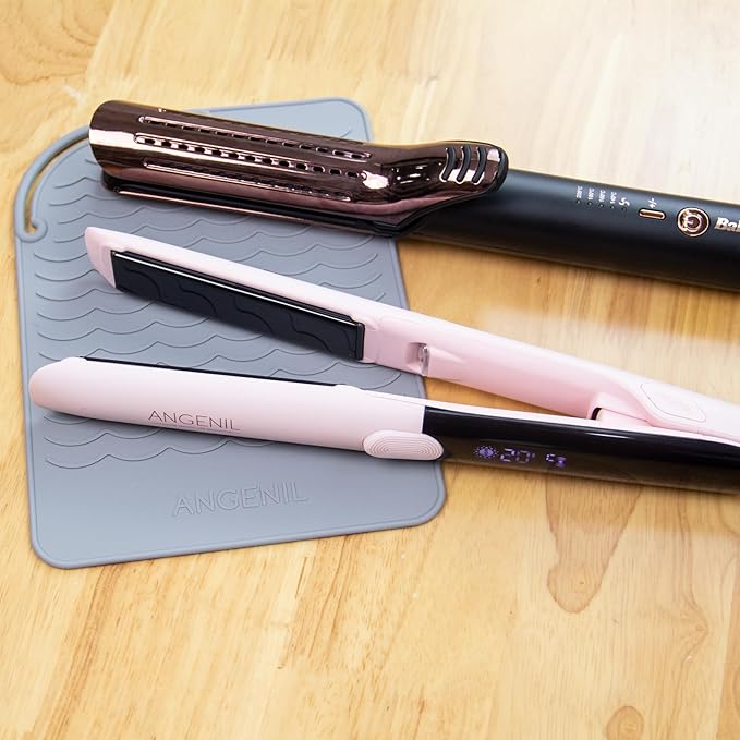 ANGENIL Silicone Heat Mat for Hair Tools - Flat Iron and Curling Iron Pad, Heat-Resistant Travel Case, 9" x 6.5"