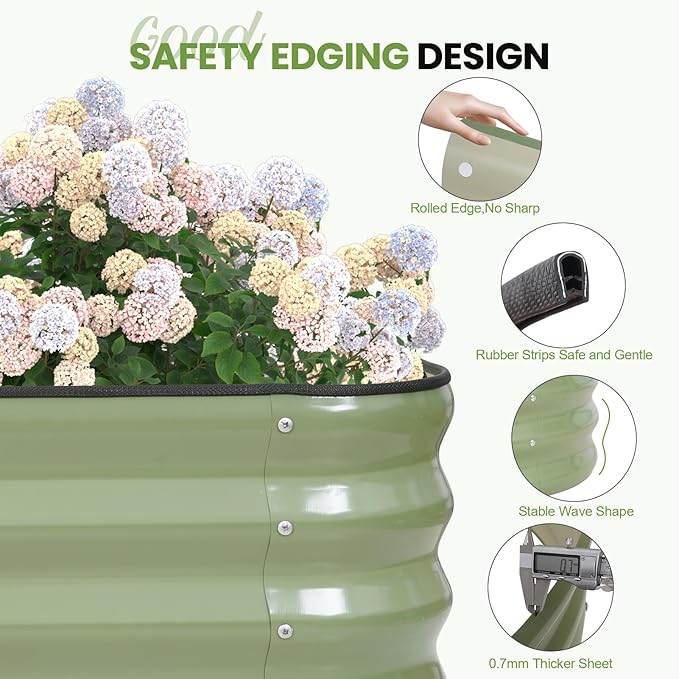 G GOOD GAIN Raised Garden Bed Kit | 2Pcs 4-in-1 Adjustable Galvanized Metal Planter Boxes for Outdoor Vegetables, Flowers Herb | Multiple Sizes (5x3x1ft, 4x4x1ft, 6x2x1ft, 7x1x1ft), Green