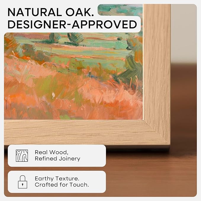 Homeforia 20x24 Picture Frame Wood, High End Natural Oak 20x24 Frame Matted to 16x20 Photo, 20 x 24 Light Wooden Poster Frames with Mat 16 by 20, 24by20 Thin Frames, Tempered Glass, Wall Kit, Set of 1