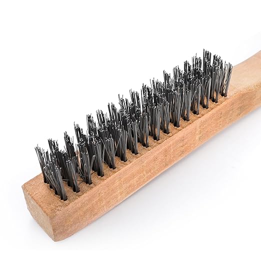 Elsjoy 12 Pack Wire Brush with Wooden Handle, 10 Inch Stainless Steel Wire Scratch Brush Wire Cleaning Brush Set for Removing Rust, Paint, Welding Slag