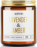 AOOVOO Lavender Amber Candles - 9 oz Scented Candles, Aromatherapy Candle, Soy Candle for Home Scented