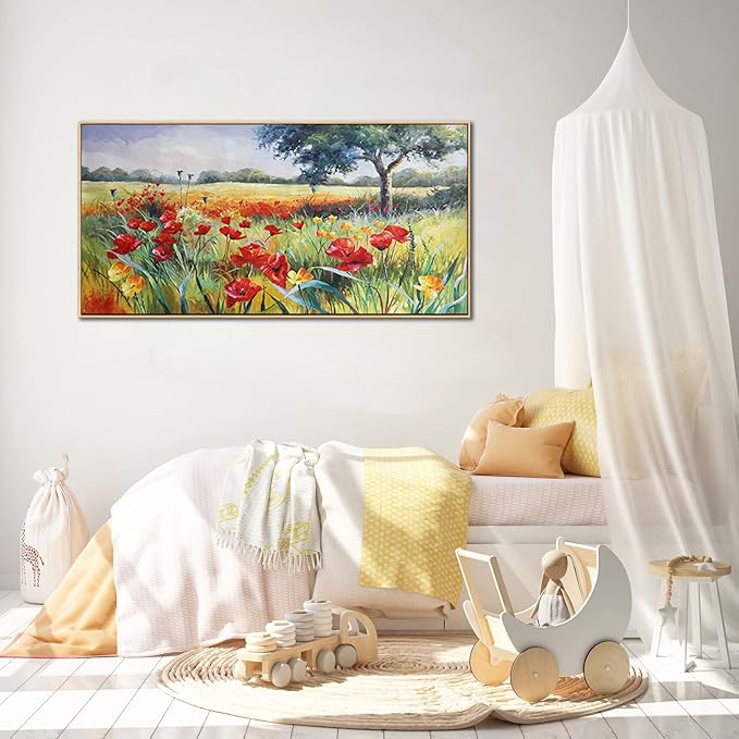 Green Tree Wall Art - Large Canvas for Living Room & Bedroom - Framed 24x48