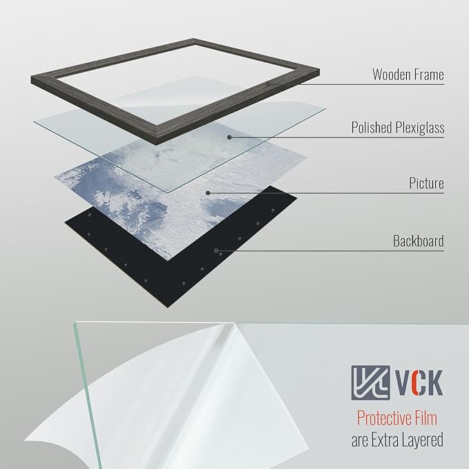 VCK 12x18 Frame Set of 3, Gray Solid Wood Poster Picture Frame, Exclusive Wood Grain, Wall Gallery Frame