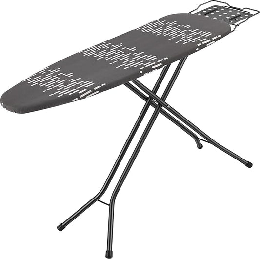 Deluxe Ironing Board with Heat Resistant Cover and Thicken Felt Pad, Safety Iron Rest, 4 Premium Steel Legs, Height Adjustable,Foldable