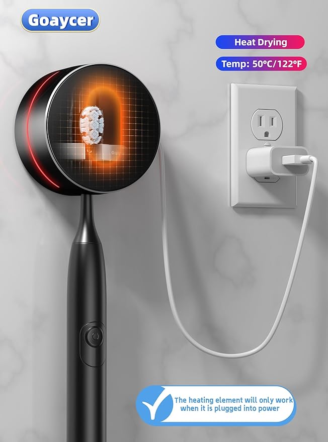 Toothbrush Holders for Bathroom,Smart Toothbrush Cleaner with Heat Dryer, Rechargeable Toothbrush Covers