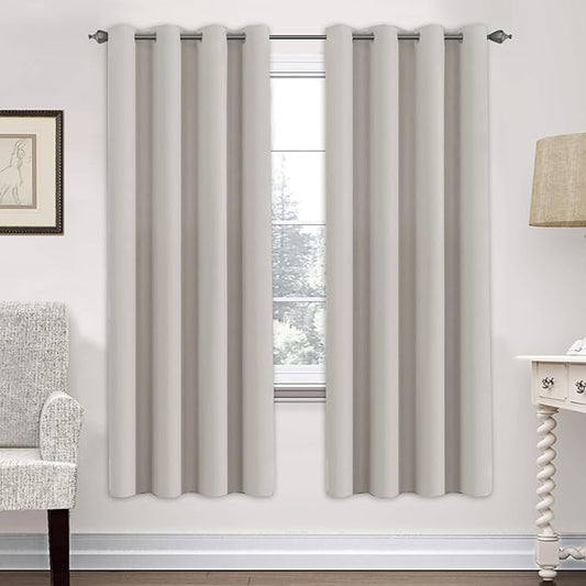 H.VERSAILTEX Premium Blackout Thermal Insulated Room Darkening Curtains for Bedroom/Living Room - Classic Grommet Top (2 Panels, Stone, 52 Inch by 72 Inch)