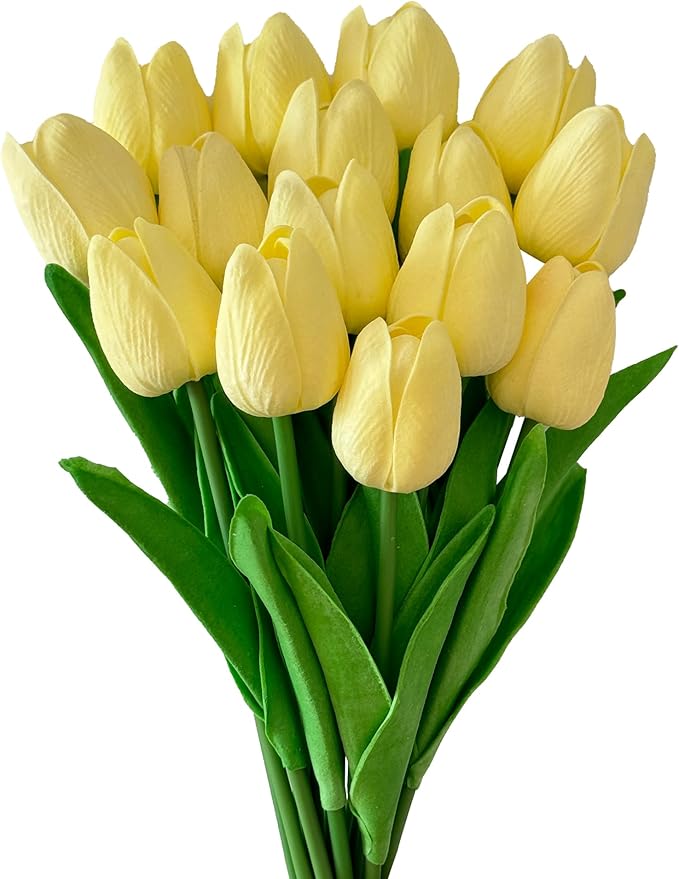 15pcs Artificial Tulips Flowers Real Touch Latex Bouquet Fake Tulips for Office Wedding Party Home Kitchen Garden Decoration