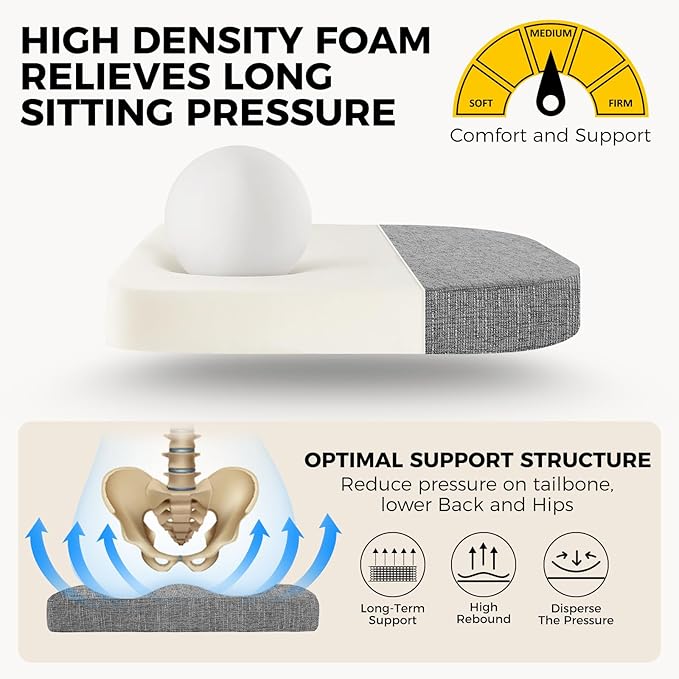 downluxe Indoor Chair Cushions for Dining Chairs, Soft and Comfortable Textured Foam Kitchen Chair Pads with Ties and Non-Slip Backing, 16" x 16" x 2", Dark Grey, 2 Pack