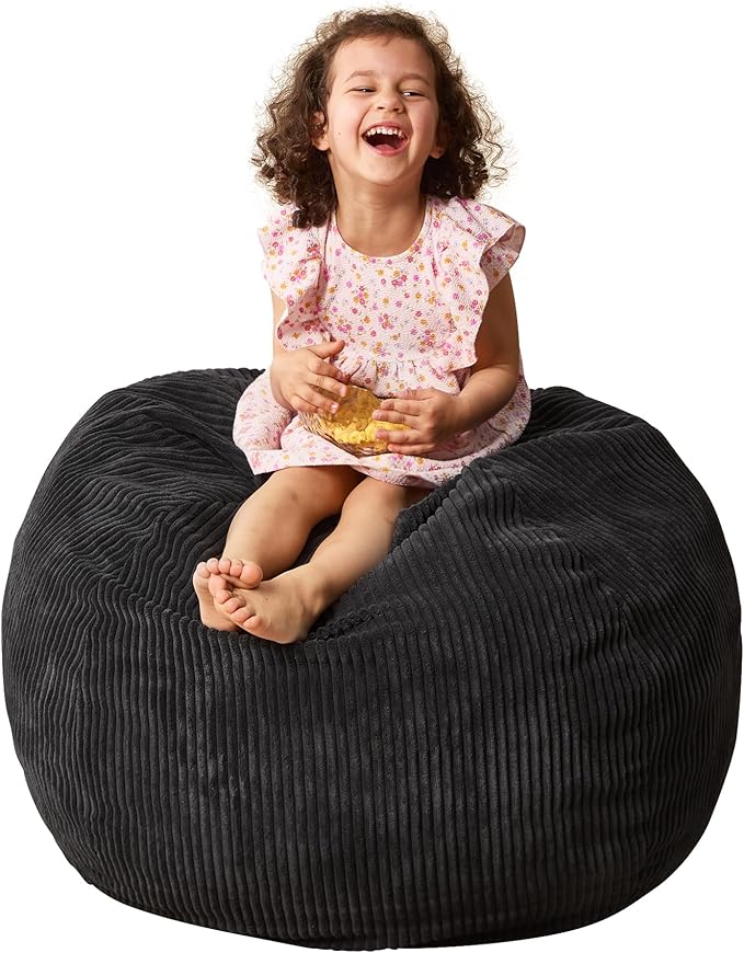 Bean Bag Chairs Teardrop Bean Bag Chair Beanbag Chair with Memory Foam Filled Machine Washable Cover for Living Room, Bedroom (Small,Black)