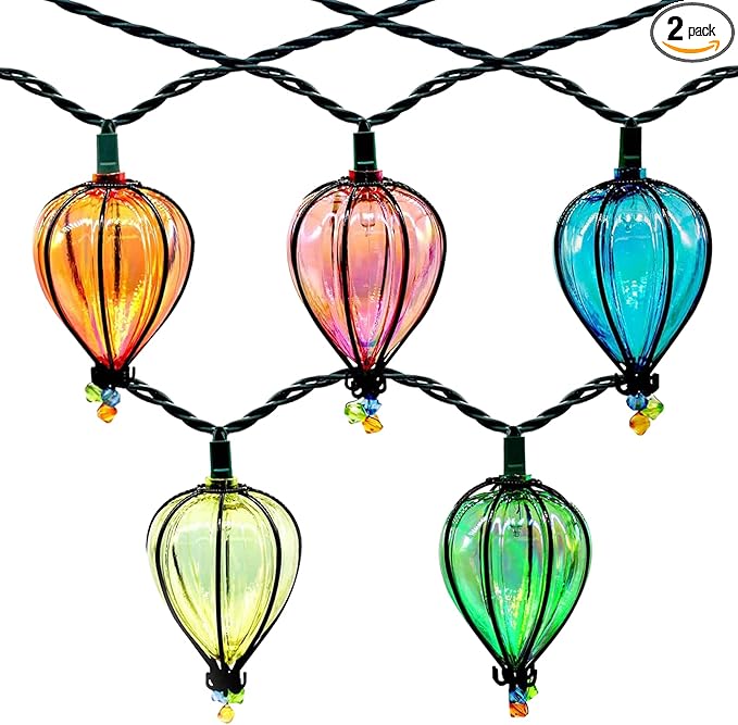 11FT Multicolor String Lights with 10 Bulbs, UL Listed Connectable Waterproof Decorative LED Lights Hanging for Backyard Patio, Indoor/ Outdoor for Christmas Wedding Party Festival Lighting(2pcs)