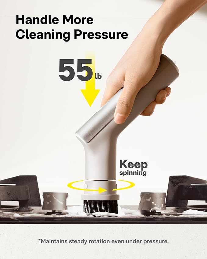 HOTO Cordless Electric Spin Scrubber, IPX7 Full Body Waterproof Dish Scrubber Brush, Bathroom Cleaning Brush, Max 22 in-lb, Power Scrubber with 9 Brush Heads for Kitchen, Sink, Bathroom, Shower, Tile