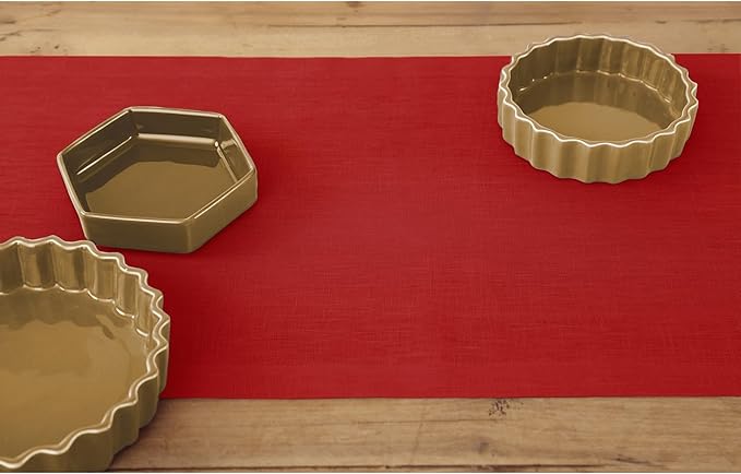 Solino Home Linen Red Table Runner 120 Inches Long - 100% Pure Linen 14 x 120 Inch Table Runner - Fete