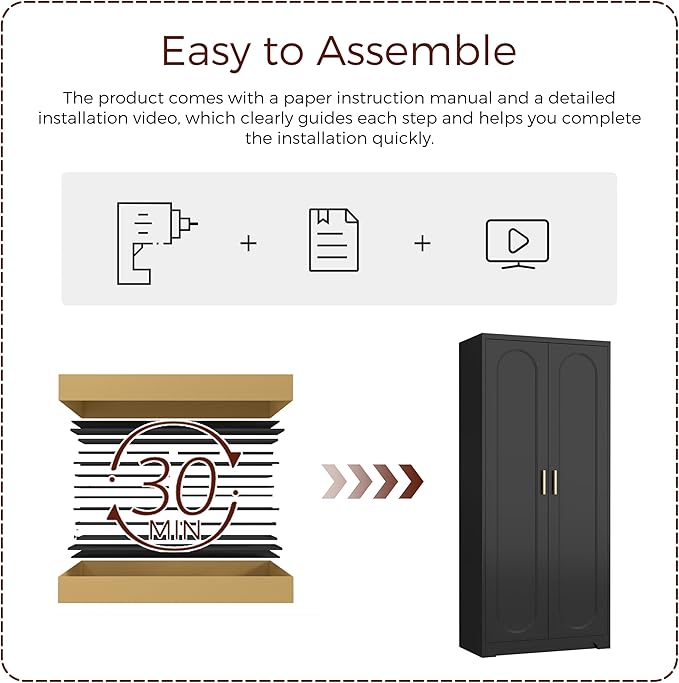 71" Tall Metal Pantry Cabinet with 4 Adjustable Shelves and Gold Handles Heavy-Duty Steel Storage for Kitchen, Dining Room or Office