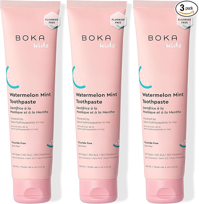 Boka Fluoride Free Toothpaste Nano Hydroxyapatite Toothpaste - Watermelon Mint Flavor, 4 oz 3Pk US Manufactured