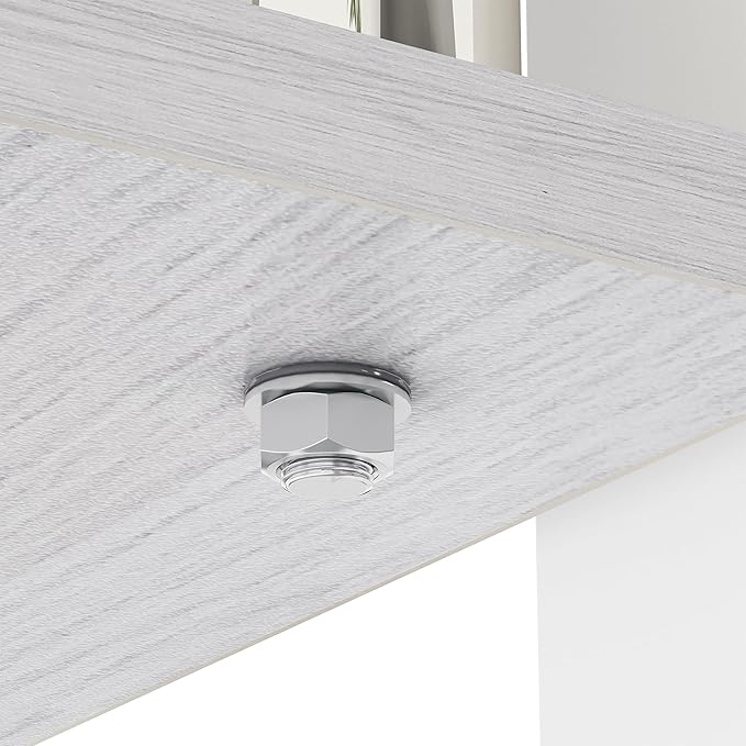 Glass Coffee Table Rectangle Living Room Center Table, with Gray Tempered Glass Tabletop and White MDF Layer,for Living Room and Office, Gray+White