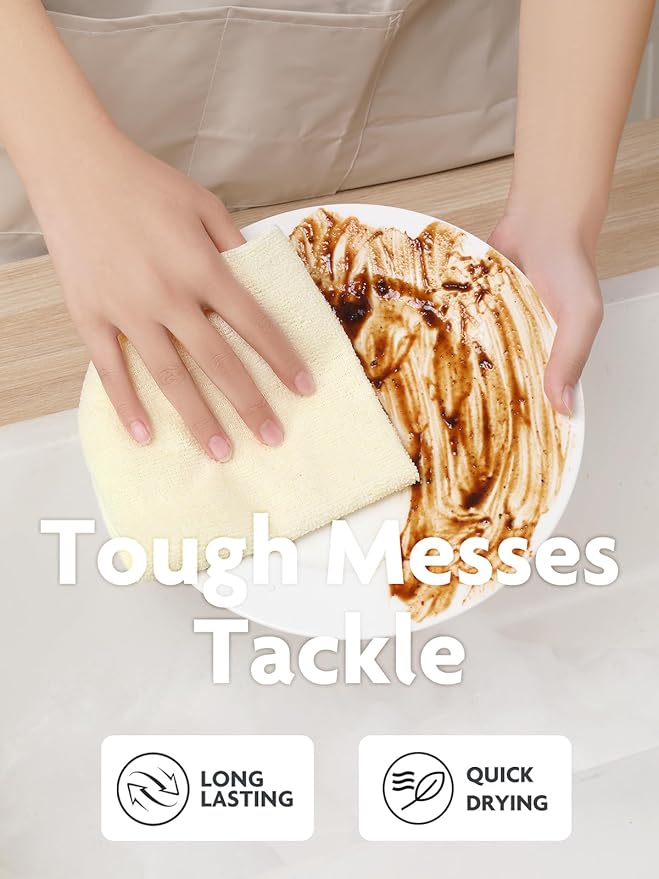 Fantasticlean Microfiber Cleaning Cloth Roll -75 Pack, Tear Away Microfiber Towels, 12" x 12", Reusable, Washable, Scratch Free, Ultra Absorbent Dish Rags for Car, Home, Garage or Shop (Beige)