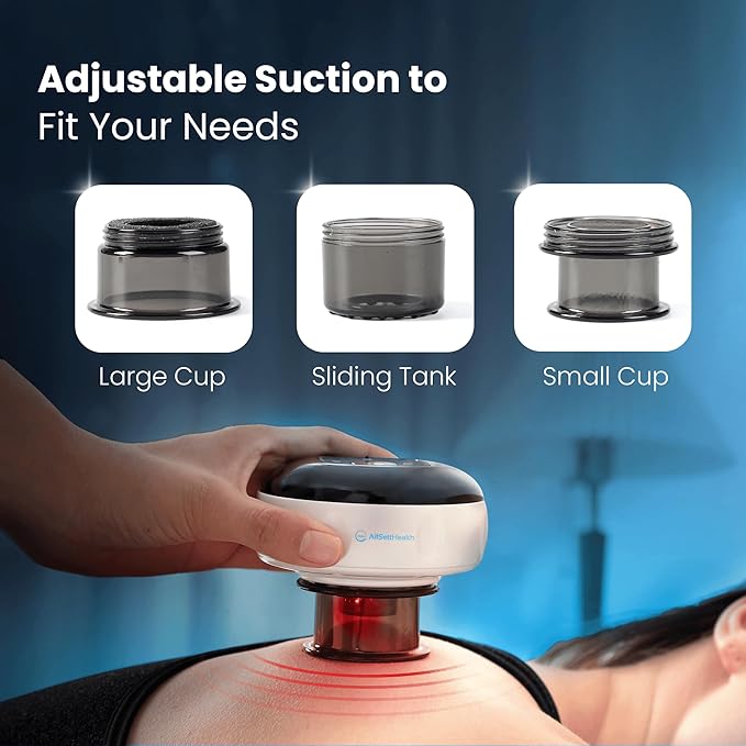 Electric Cupping Kit for Massage Therapy with Red Light - 5-in-1 Cupping Set, Includes 3 Smart Cups and Remote - Massager Device & Cupping Therapy Set for Back Muscle Soreness & Cellulite Reduction