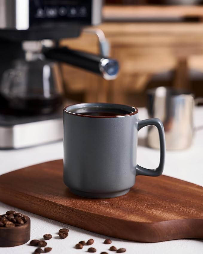 famiware Coffee Mugs Set of 4, Nebula 14oz Coffee Mugs, Ceramic Cup Set with Handle for Latte, Tea, Milk, Cappuccino, Cocoa, Charcoal