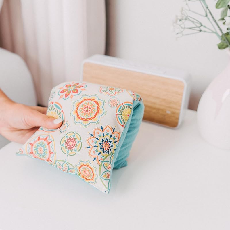 Large Microwave Heating Pad with Flax Seed, Scented or Unscented, Good For Back Pain or Cramps, Moist Heat Therapy or Ice Pack, Microwavable Bean Bag, 6" x 12" (Mustard Floral, Lavender & Chamomile)