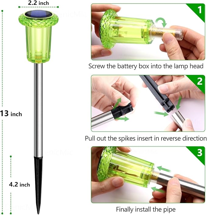 DenicMic Halloween Solar Lights Outdoor 10 Pack Green LED Waterproof Yard Garden Patio Backyard Pathway Walkway Landscape Lawn Outside Halloween Decorations Outdoor