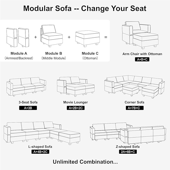 Belffin Storage Ottoman Module for Modular Sectional Sofa Square Seat Cube Velvet Foot Stool Green