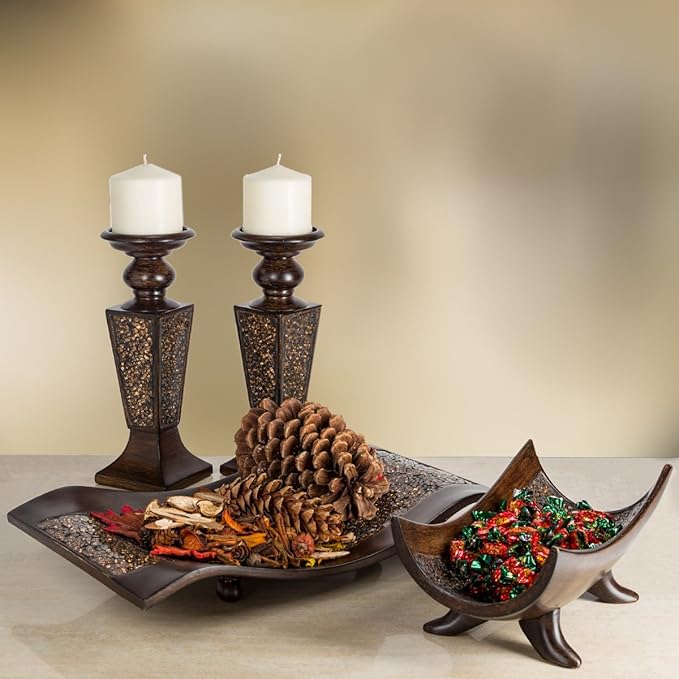 Creative Scents Schonwerk Brown Decorative Bowl for Home Decor - Dining Room Centerpiece - Coffee Table Decor for Living Room - 10" Resin Bowl - House Decor Decorations or Key Bowl for Entryway