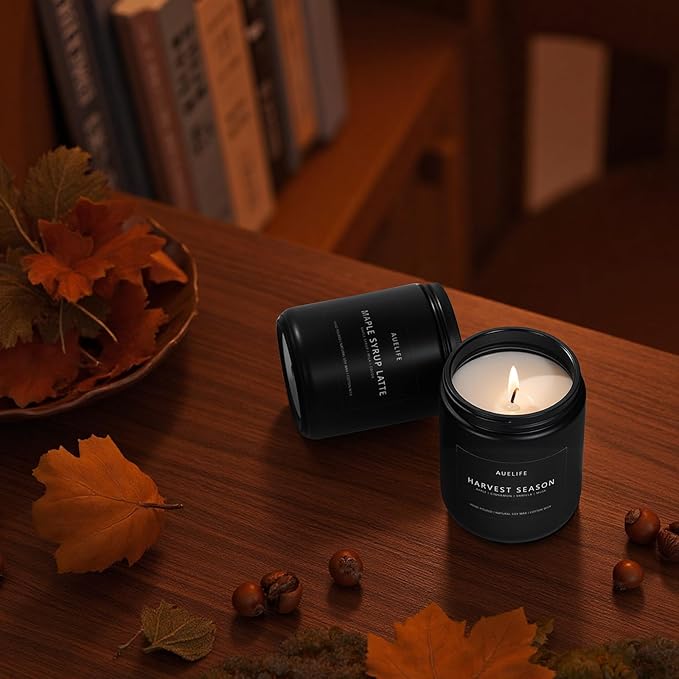 Fall Candle Set | 4 Pack Scented Candles - Autumn Soy Candles for Home Scented, Aromatherapy Gifts for Women, Thanksgiving & Fall Decor - Pumpkin, Apple, Latte & Harvest Scents