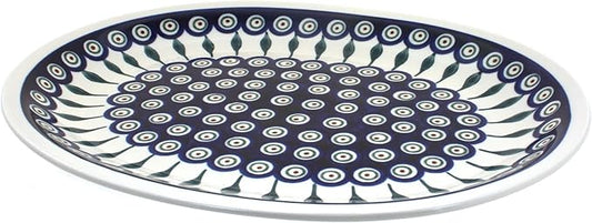 Blue Rose Polish Pottery Peacock Large Serving Platter