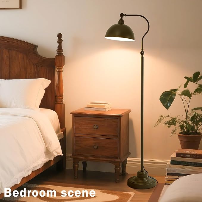 Bright Reading Floor Lamp with Remote Control and Bluetooth Dimming,Rustic Vintage Living Room Bedroom Bedside Office Study Library Adjustable Black Standing Warm Lights, Mid Century Modern Home Decor