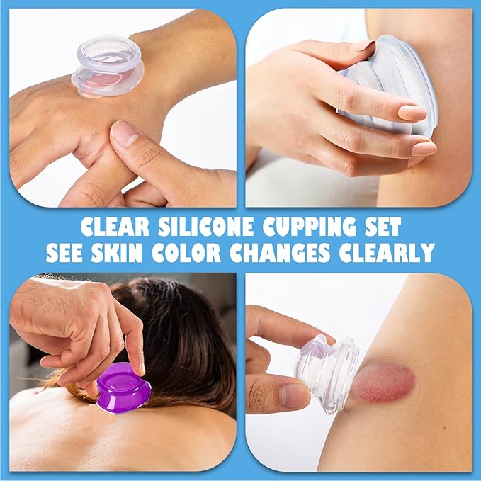 7Pcs Cupping Therapy Set-Professional Silicone Cupping, Suitable for Facial Body Massage/Deep Myofascial Release/Pain Relief/Muscle Relaxation & More (Purple,7pcs)