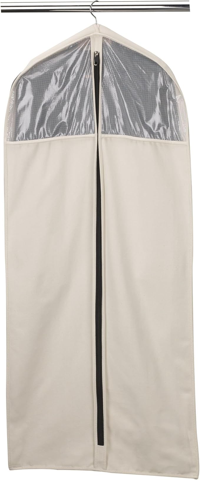 Household Essentials 3392-1 Cedarline Collection Hanging Garment Bag | Dress and Suit Protector | Natural Cotton Canvas,Off-White