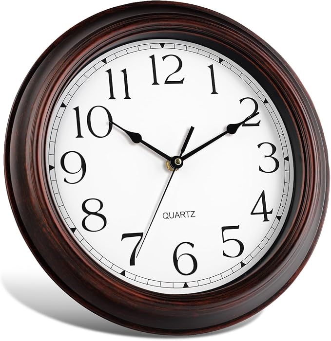 Wall Clocks Battery Operated Silent Non-Ticking Wall Clock 8.5 Inch Small Vintage Retro Rustic Style Decorative for Kitchen Living Room Home Office (Bronze)